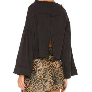Free People Black Bell Sleeve Top